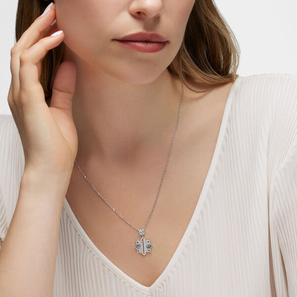 Guilloch&eacute; Sterling Silver Drop Pendant Necklace